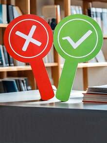 1/2pcs Classroom Feedback Handheld Boards, Double-Sided PVC Material, Front/Back/Up/Down/Go/Stop/Yes/No Answer Indicator Signs, Student Participation And Feedback Teaching Tool (1 Design, One Side Red One Side Green), Back To School Season - Multi-color - View 6