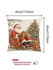 Christmas Table Runner, Throw Pillow, Placemat, Vintage Santa Claus Sleigh Gift Christmas Tree Print, Winter Snow Scene, Kitchen Dining Room Holiday Tabletop Decor - Multicolor - View 10