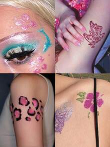 STARTTOOS Body Glitter Face Painting Gel, Body Glitter Liner, Hand-Drawn Face Tattoo Ink, Body Glitter, Festival Party Creative Makeup, Face Painting Gel, Fine Line Glitter Pigment - Multicolor - View 3