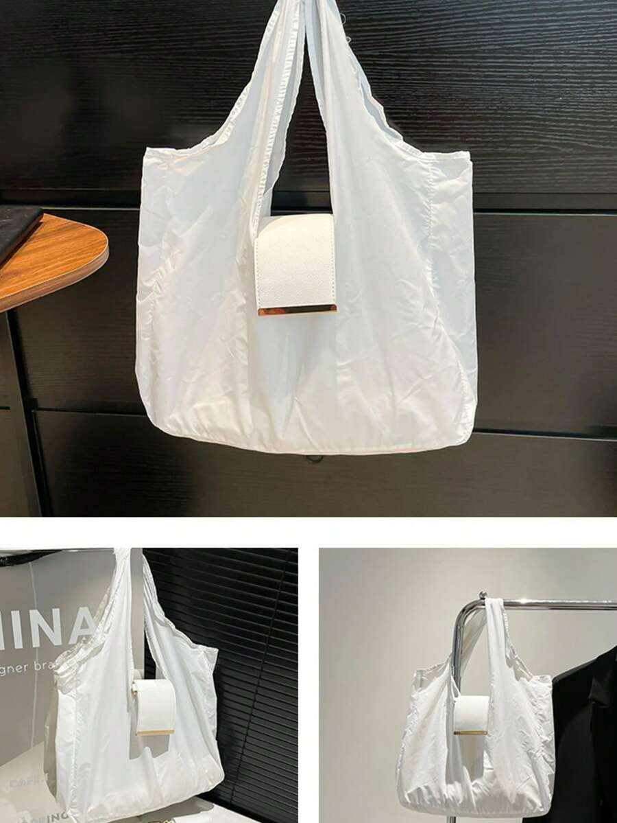 Korean Minimalist Ins Style Large Capacity Shopping Bag, Portable Key Storage Pouch, For Daily Commute