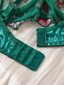1套2件組女性萬聖節服裝，皇家藍透視蕾絲內衣套裝，適合浪漫約會與特殊場合 - 綠色 - 查看 6