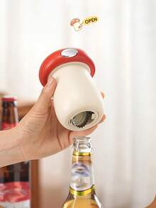 2 In 1 Can Opener Cute Mushroom Multi Functional Automatic Beer Kitchen Press Lid Beer Corkscrew Tools Portable Kitchen Accessories Bar Gadgets - Multicolor - View 8