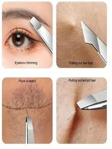 2/4 Stücke Edelstahl Augenbrauen Pinzetten, Präzisions Schrägspitze Pinzette zum Formen der Augenbrauen, zum Anbringen von Wimpern, zur Entfernung von Gesichtshaaren, Make-up Werkzeug für Frauen - Mehrfarbig - Übersicht 9