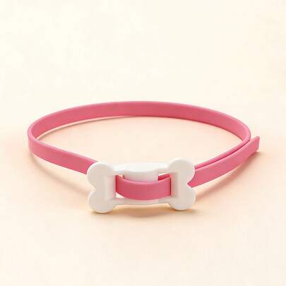 Collar de silicona grande rosa para mascotas con hebilla ajustable