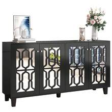 Sideboard Made Of Wood With Storage With Drawers With Doors White For Dining Room And Living Room - 黑色 - 查看 8