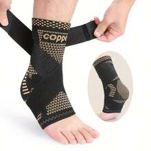 Penyangga Pergelangan Kaki Nilon Elastis Bernapas Unisex dengan Dukungan Ion Tembaga, Cocok untuk Bola Basket, Lari, Mendaki, dan Olahraga Lainnya, Memberikan Perawatan Kompresi pada Pergelangan Kaki - Hitam - View 8