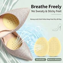 Latex Front Foot Pad For High Heels, Anti-Slip, Pain-Relief, Perforated Breathable, Soft, Sweat-Absorbing, Thickened Silicone Half-Size Insole For Women, Invisible, All-Season - A-Skin Color - View 2