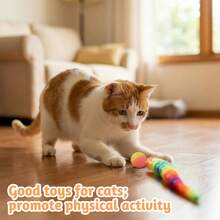 5 Packs Colorful Plush Elastic Ball Cat Toy, Mixed Elastic Ball And Tail Cat Toy, Large Magic With Fluorescent Ball, Interactive Cata Toy Ball, Rainbow Color, Random Color - Multicolor - View 5