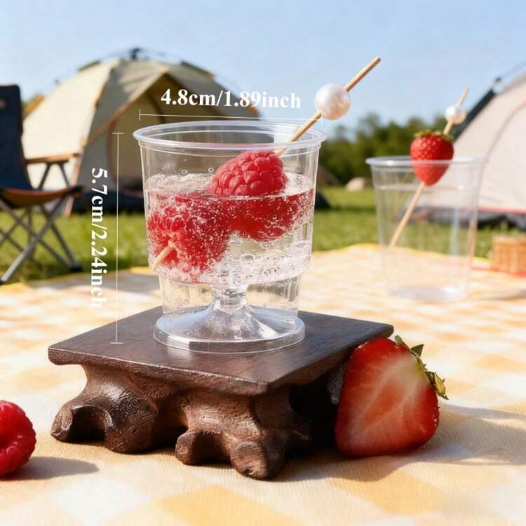 50個迷你60ml塑膠甜點杯 可愛迷你甜點杯 適合慕斯、布丁與開胃菜 完美適用婚禮、派對與活動 活動餐具 - 無色 - 查看 7