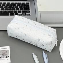 Star Polka Dot INS Minimalist Cute Canvas Pencil Case, Highly Attractive Large Capacity Zipper Student Stationery Storage Bag - Star Pencil Case - View 12