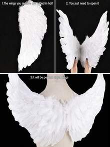Asas Flutuantes de Pena de Anjo, Adequadas para Dia dos Namorados, Halloween, Ramadã, Páscoa e Fantasias de Festa de Feriado, com Tiras Elásticas, Adequadas para Cosplay de Mulheres Adultas - Multicolorido - Visão 5