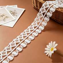 Retro Embroidered Lace Ribbon Tassel Lace Trim, 0.87 Inches Wide. Lace Decoration Technique. Suitable For DIY Embroidered Bed Skirts, Wedding Party Decorations, Jumpsuits, And Craft Decorations. | Embossed Design | Decorative Item - Multicolor - View 4