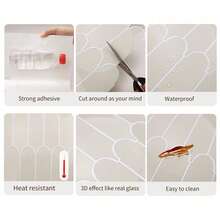 Fish Scale Pattern 2D Self-Adhesive Wall Sticker, DIY Removable Waterproof Wall Tile, Suitable For Kitchen, Bathroom And Background Wall Decoration, Refresh Home - Apricot - View 3