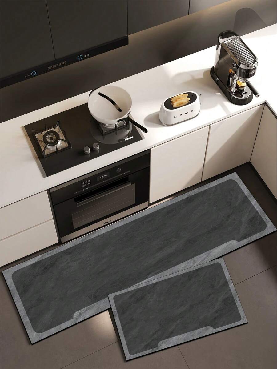 1pc Minimalist Rock Texture Kitchen Mat, 3.5mm Soft Rubber Material, Absorbent And Easy To Clean, Suitable For Hallway, Bathroom, Living Room, Outdoor Door Mat And Toilet Area, All Season Use, Suitable For Various Holidays - Multicolor - View 1