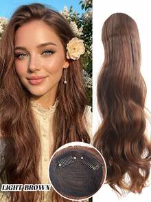 50cm Clip In Wavy Hair Topper For Women High Crown Volumizing Hairpiece Synthetic Fiber Hair Extensions With BB Clips Daily Wear Party Festival Hairstyle - Multicolor - View 11