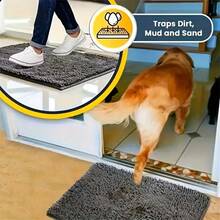 1pc Pet Quick-Dry Door Mat, Suitable For Muddy Paws, Absorbs Moisture And Dirt, Water-Absorbent Non-Slip Washable Mat, Quick-Dry Microfiber, Dog Mud Mat, Indoor Entryway Door Mat, Suitable For Indoor Floors - Machine Washable, Multiple Sizes Available - Grey - View 8