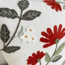 1件刺繡花卉抱枕套，鄉村風鐵鏽色雛菊簇絨靠墊套，法式復古裝飾枕套，適用沙發、客廳、臥室（不含枕芯） - 鏽色 - 查看 7