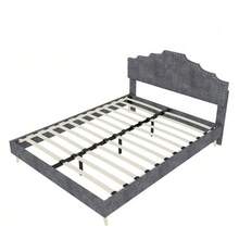 Modern Minimalist Soft Bed, Comfortable And Soft Headboard, Multifunctional Bedroom Furniture, Low Box Spring Bed Frame Without Lift Function, Including 140*200 Cm Mattress. - Grey - View 10