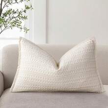 1pc Ivory White (Pillow Insert Not Included) Double-Sided Waffle Texture Throw Pillow Cover, Modern Elegant European Style Cushion Cover, Suitable For Home, Sofa, Bed, Living Room Decor, All Seasons - Ivory - View 7
