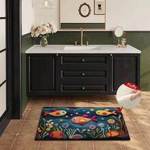 1pc 2D Flat Fish Pattern Design Microfiber Bath Rug,Non-Slip And Soft Bathroom Mat,Doormat,Water Absorption Mat,Machine Washable,Low Pile,TPR Backing,Knit Fabric,ForBedroom,Kitchen,Entryway,Indoor Use,Accessories & Home Decor,Perfect New Home Gift. - C - View 8