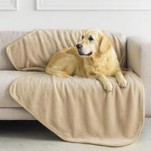 Beige Reversible 2-In-1 Pet Blanket, 100 X 120 Cm, Waterproof Fluffy Sherpa Fleece Blanket, Washable For Dogs And Cats, For Sofa, Bed, Car, Travel, And Outdoor Use - 100 X 120 cm - View 5