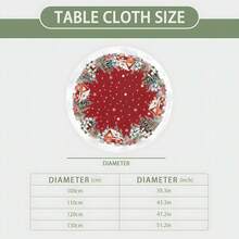 Christmas Red Round Fitted Tablecloth With Elastic Christmas Tree Snowflake Design Washable Winter Tablecloth For Kitchen Dining Party Picnic - Multicolor - View 7