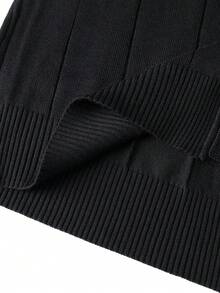 Men's V-Neck Button-Front Ribbed Knit Cardigan, Casual Layering Long Sleeve Sweater - Black - View 8