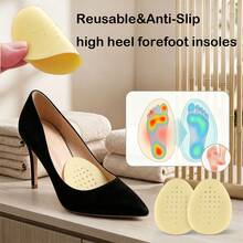 Latex Front Foot Pad For High Heels, Anti-Slip, Pain-Relief, Perforated Breathable, Soft, Sweat-Absorbing, Thickened Silicone Half-Size Insole For Women, Invisible, All-Season - A-Skin Color - View 5