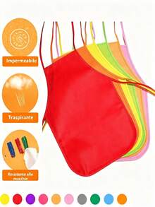 6/12pcs Colorful Painting Apron Set - Waterproof, Breathable, Stain-Resistant Non-Woven Fabric Art Workwear, Suitable For Classroom, Crafts And Parties, School Supplies, Back To School - A - View 3