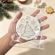 1PC Christmas Tree Snowflake Snowman Silicone Mold Cake Fondant Chocolate Candy DIY Baking Tool Non-Stick Easy Release - Beige - View 4