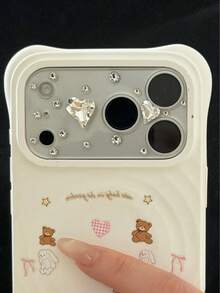 Premium Niche Heavy-Duty 3D Heart Rhinestone Decor Compatible With Iphone 17 Pro Max Transparent Lens Film New Apple 17 Pro Rear Camera Anti-Scratch Luxury Tempered Glass Screen Protector - Clear - View 2