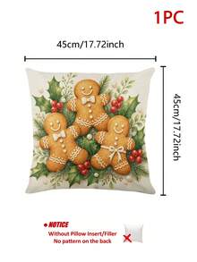 Christmas Table Runner, Throw Pillow, Placemat With Gingerbread Man, Holly Berry And Pearl Print, Cozy Vintage Style, Holiday Kitchen And Dining Room Tabletop Decor - Multicolor - View 14