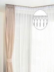 60pcs Metal Curtain Track Hooks S-Shaped Small Curtain Hooks Suitable For Ceiling Curtain Rails (Silver) - Silver - View 5
