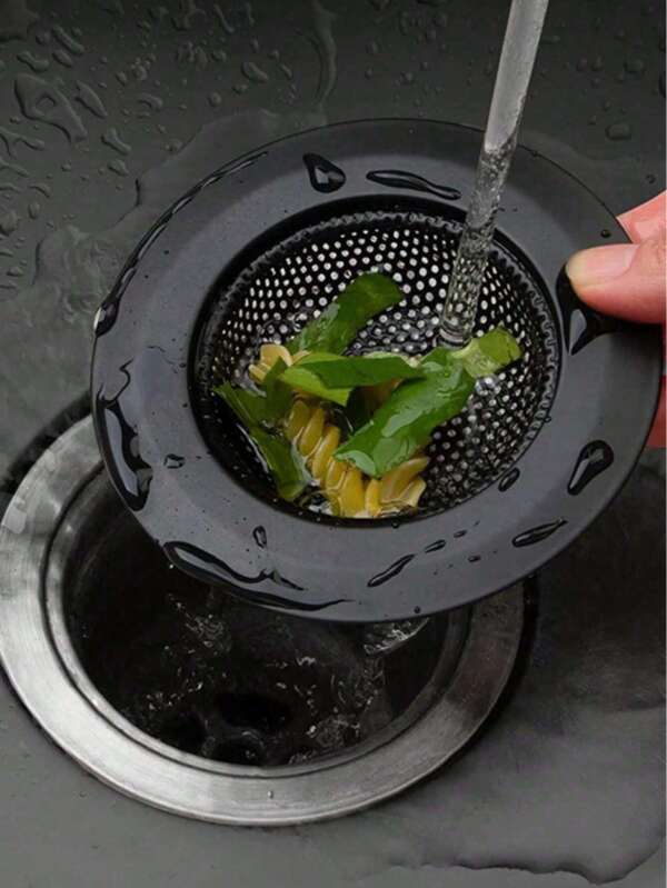1pc Kitchen Sink Strainer And Anti-Clogging Device, Black Round Hollow Drain Plug, Kitchen Gadget, Suitable For Kitchen Supplies, Kitchen Strainer, Kitchen Utensils, Apartment Essentials, Stainless Steel Household Kitchen Essentials, Garbage Disposal Filter, Sink Drain Filter, Universal Anti-Clogging Kitchen Sink Strainer Basket, Kitchen Accessories, Christmas Holiday Gift