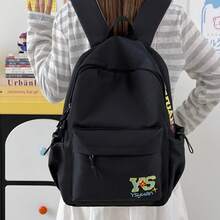 SHILAN Simple Embroidered Backpack Wear‑Resistant Nylon Multi‑Pocket Student School Bag Large‑Capacity Rucksack For Daily Casual Use - Multicolor - View 9