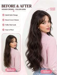 50cm Clip In Wavy Hair Topper For Women High Crown Volumizing Hairpiece Synthetic Fiber Hair Extensions With BB Clips Daily Wear Party Festival Hairstyle - Multicolor - View 5