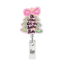 1pc Christmas Santa Claus Coffee & Pink Sauce Retractable Badge Holder Clip, Suitable For ID Cards, Doctor Badges, Nurse Badges, Teacher Name Tags And More - Multicolor - View 7
