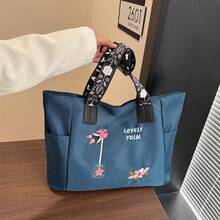 Solid Color Women's Shoulder Bag, Minimalist Casual Large Capacity Tote Bag, Crossbody Bag, Briefcase - Blue - View 11
