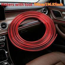 5M/196.85 Inch Universal Soft Car Decorative Trim - Car Interior Dashboard And Door Decorative Trim, Includes Door Center Console Gap Strip, Dashboard Decorative Strip, Bright Strip, Modification Accessories, Door Sill Protector, Universal Car Tool - A - View 5