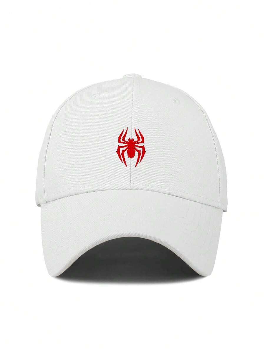 1pc Men's Printed Spider Pattern Adjustable Casual Minimalist Baseball Cap, Suitable For Daily Wear - White - View 1