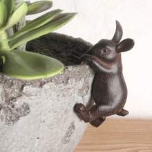 Vintage Rabbit Planter Set - Succulent & Herb Garden Sculpture, Round Artistic Decor - A - View 2