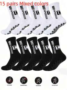 1/2/3/4/6/10/15/Pairs/Men's Non-Slip Rubber Sole Football Socks Sports Socks - Multicolor - View 9