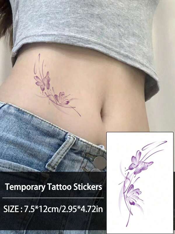 1pc Tattoo Fake Y2K Temporary Tattoo Butterfly Waterproof Sweatproof Disposable For Women And Mem Face, Arm, Waist, Chest, Leg, Abdomen, Neck, Hand, Finger, Back For Dancing Party Stage Performance Modernist Body Art