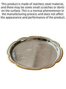 1pc Stainless Steel Gold Snack Hamburger Cocktail Cake Tray, Metal Serving Plate Dessert Rectangular Round Afternoon Tea Tray, Suitable For Cafe Coffee Corner, Wedding And Patio, Party Gathering Use, Tray, Tableware - Multi-colored [circular] - View 11