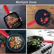 Silicone Pot Handle Cover, Heat Resistant Non-Slip Honeycomb Pattern Grip Sleeve, Universal Cast Iron Pan Handle Protector For Kitchen Cookware - Blue - View 5