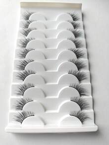 10 Pairs Half Lashes Cat Eye Short Soft 3D Faux Mink False Eyelashes, Natural Look, Suitable For Halloween - View 5
