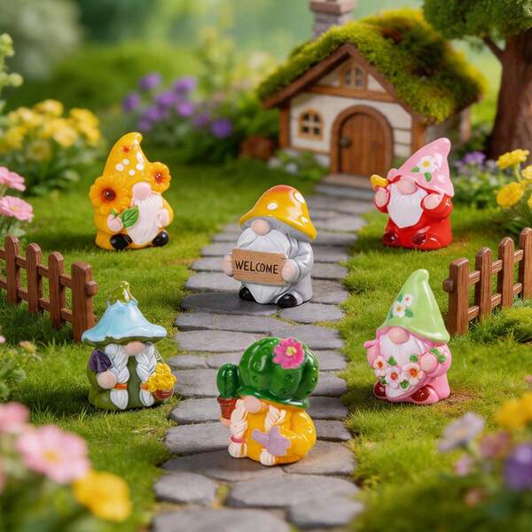 1/6/12pcs Decorative Figurines, Outdoor Garden Yard Lawn Decor, Car Dashboard, Indoor Desktop Ornament, Patio Balcony Home Decor