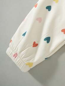 Jaket Pendek Berkerudung Bahu Biasa dengan Motif Hati Berwarna-warni Serbaguna untuk Anak Perempuan, Lapisan Termal, Bahu Normal, Musim Gugur/Dingin - Aprikot - View 5