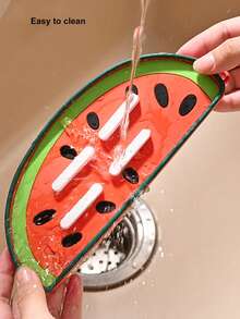 1pc Watermelon Shaped Pot Lid Holder, Multi-Functional Kitchen Spoon Rest, Heat Resistant Mat - Orange - View 3