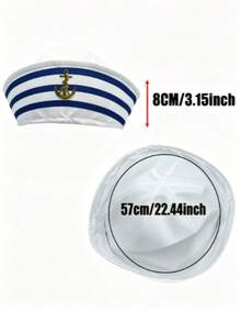 Multi-Piece Set: Captain Hat, Sailor Hat, Unisex Scarf Set; White Gloves; Navy Style Sailor Outfit, Suitable For Yacht Party, Rock Party Or Cosplay Events - Multicolor - View 4